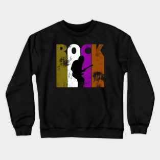 Guitar Rock, Guitarist Solo Design, Distressed Look Crewneck Sweatshirt